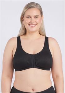 Marlene Silky Front-Closure Comfort Bra by Leading Lady Black